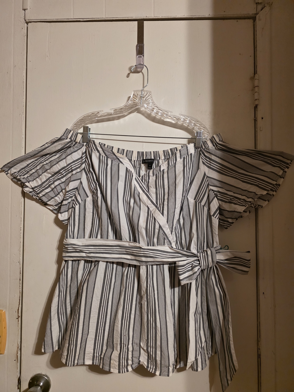 Striped Belted Top in White and Black
